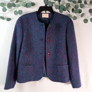 Pendleton Wool Collarless Blazer Jewel Button 100% Virgin Wool Size 12 USA